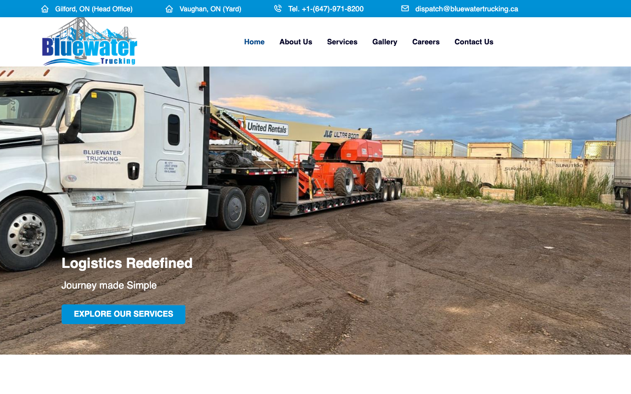 Bluewater Trucking - Logistics Website